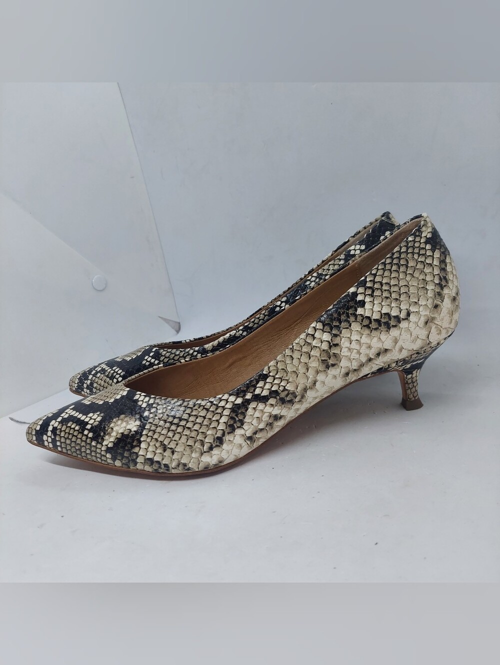 Vionic Josie Snake Pointed Toe Kitten Heel Pumps Casual Shoes Womens Size 8.5